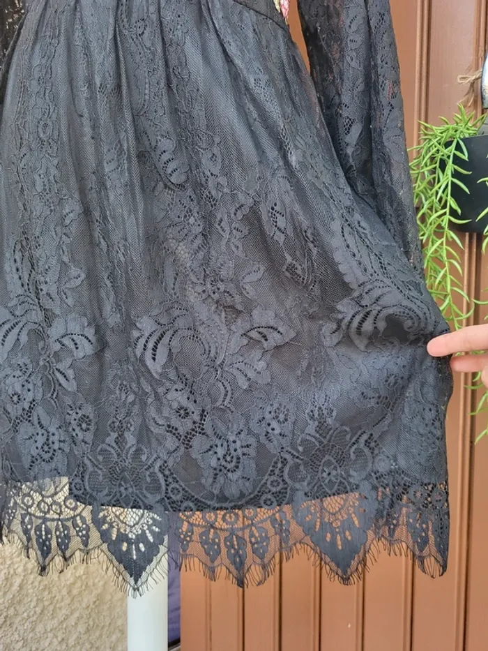 Robe dentelle fleuri broderie noir shein taille 52 - photo numéro 5