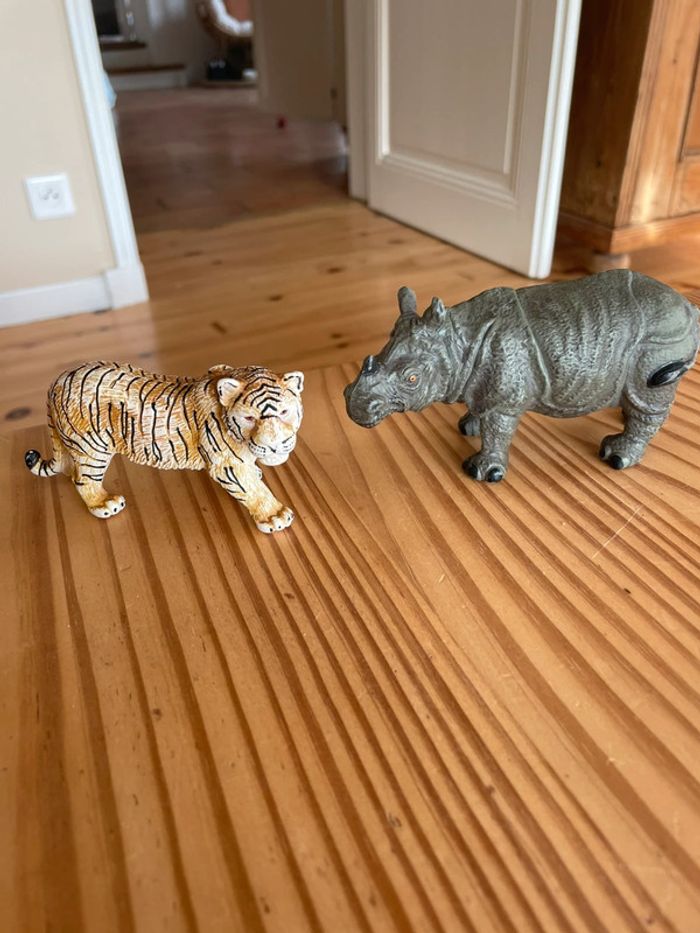Tigre et rhinocéros