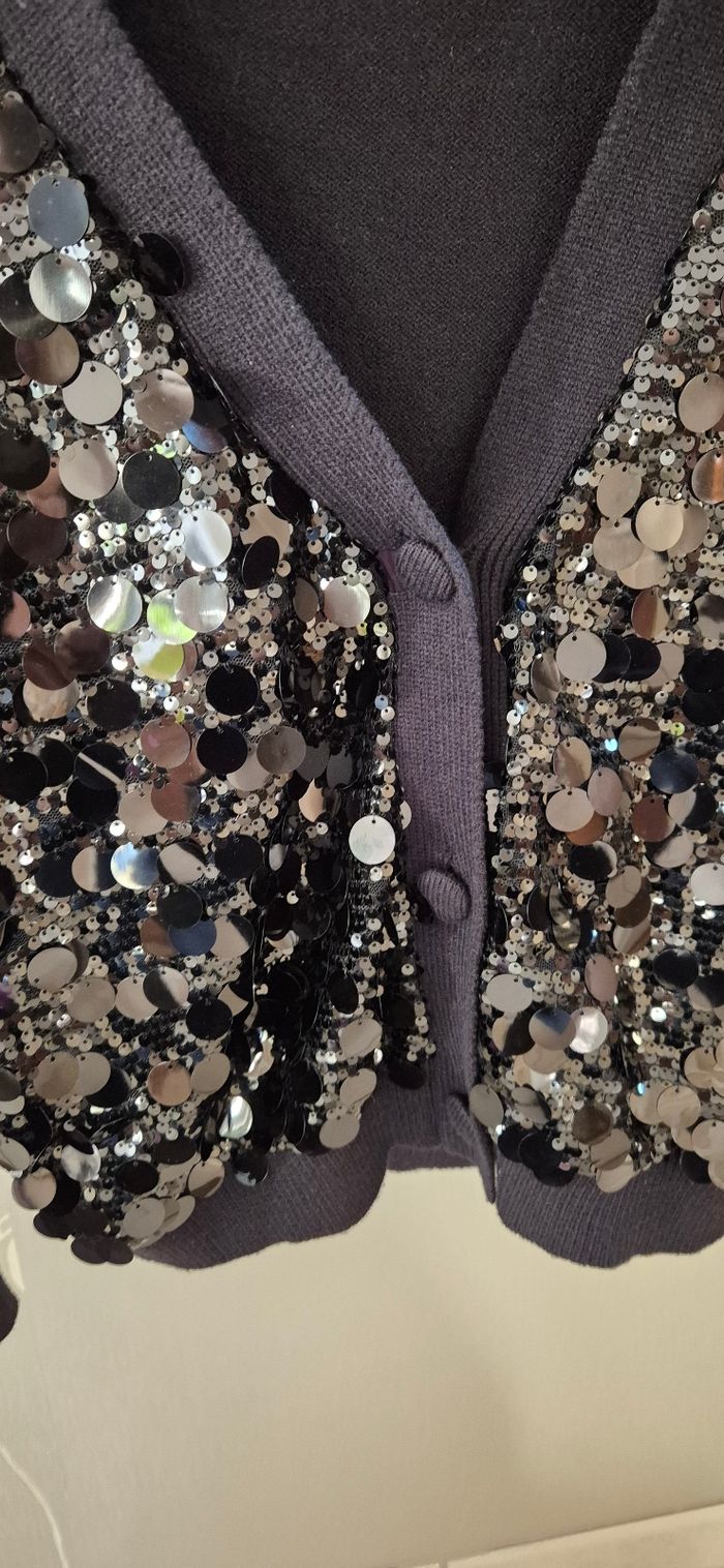 Gilet noir sequins fête - photo numéro 2