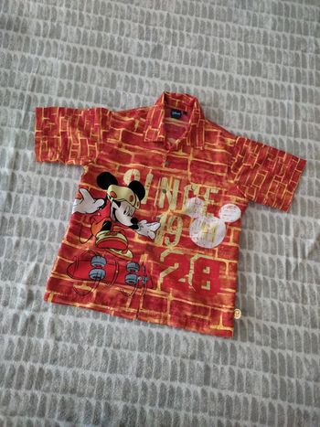 Chemise manches courtes à pression orange Mickey Disney 10 ans