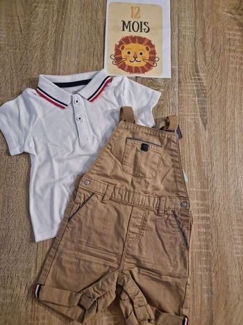 NEUFS (non portés)🏷😍🥰💙 sublime ensemble polo et salopette 12 mois garçon💙💙
