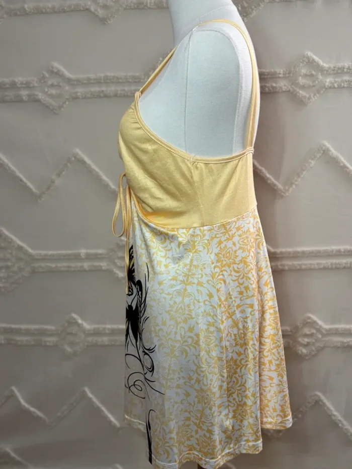 Tunique jaune satinée papillon – style y2k vintage fairycore – taille L - photo numéro 5
