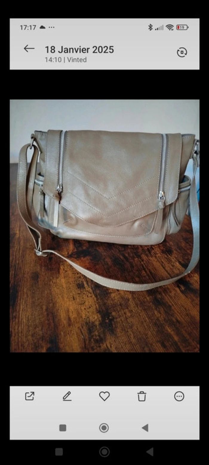 Sac fourre tout Cuir de vachette Vintage Dressing - photo numéro 6