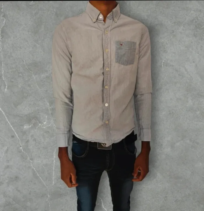 Chemise rayé Blanc et Bleu Hollister Homme – Élégante & Casual - photo numéro 2