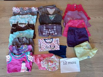Lot de 19 vêtements fille taille 12 mois

Pour été, printemps / automne