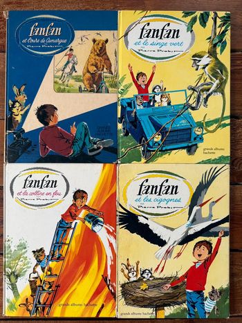 Lot de 4 livres anciens Fanfan Grands albums Hachette Pierre Probst (bd Caroline)