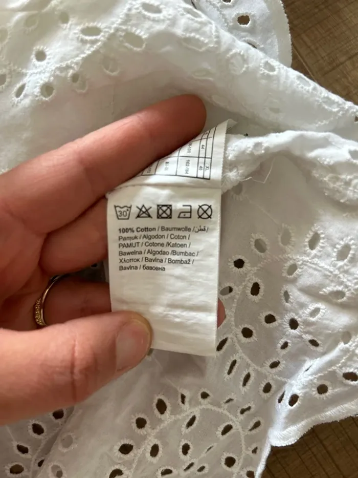 Blouse manche 3/4 femme avec broderie anglaise, taille M - photo numéro 4