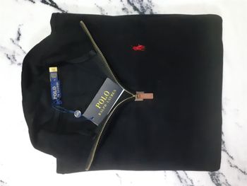 Pull half zip Ralph Lauren - Taille L - Couleur noir logo brodé rouge - Neuf