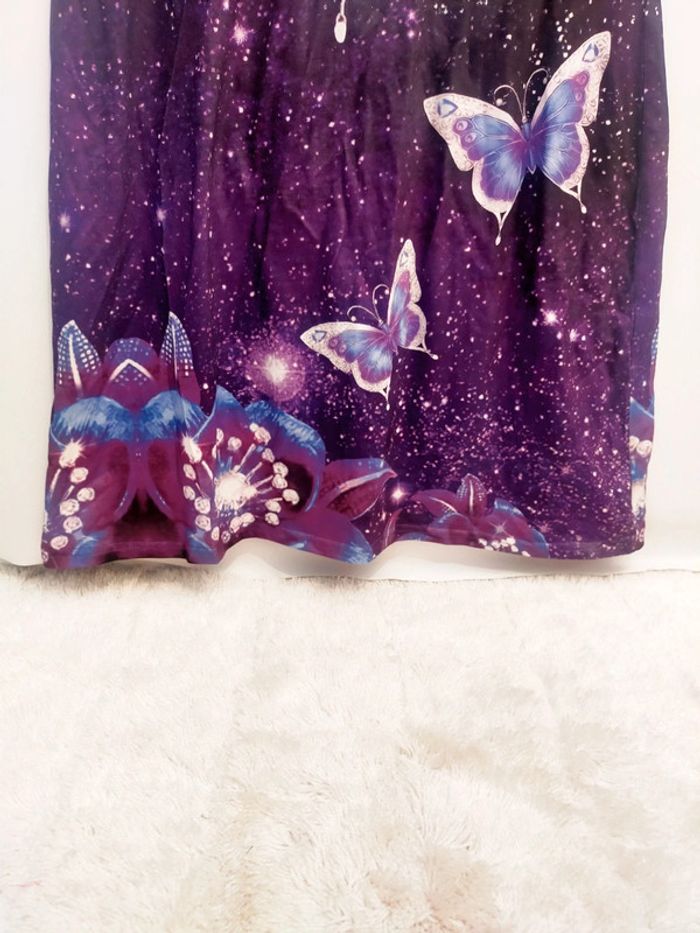 Robe d’été sans manches violette à motif papillon – Taille L – Neuve - photo numéro 3