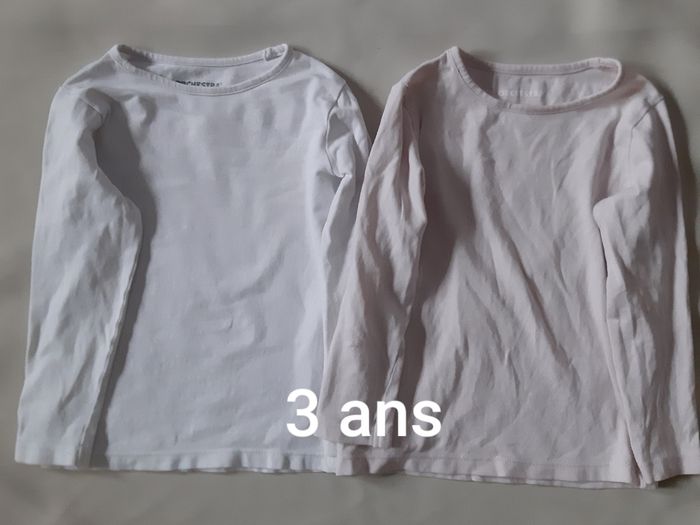 2 maillots de corps manches longues rose pâle et blanc fille - Orchestra - 3 ans