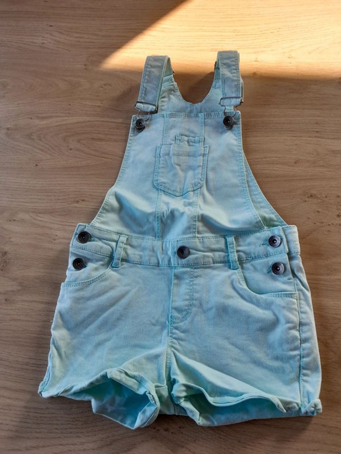Salopette courte fille vert 7 ans