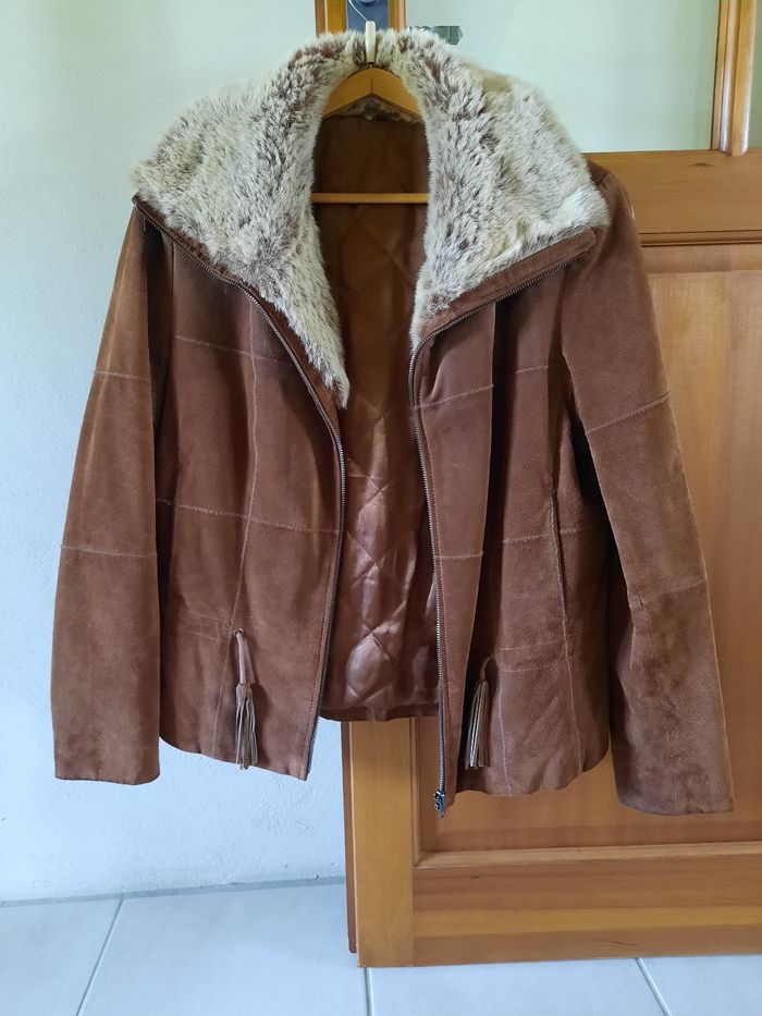 Veste cuir retourné taille 42 (XL)