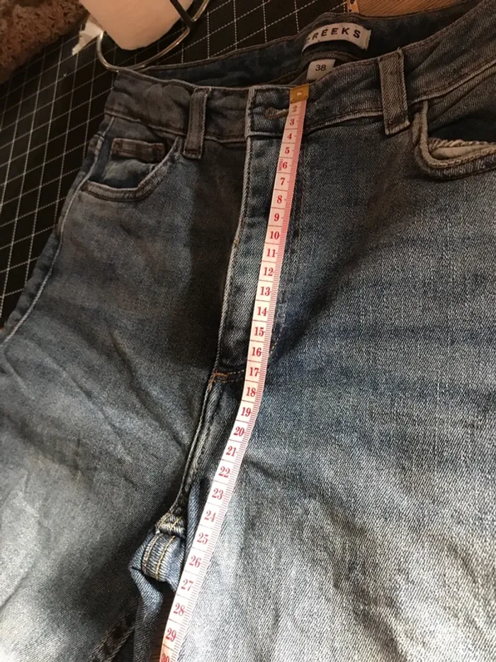 Jeans creeks trouée genoux taille haute - photo numéro 3