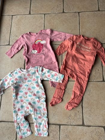 Lot de 3 pyjamas une pièce fille