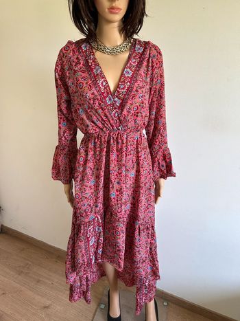 Robe rose longue neuve en soie Corte Hindu taille unique