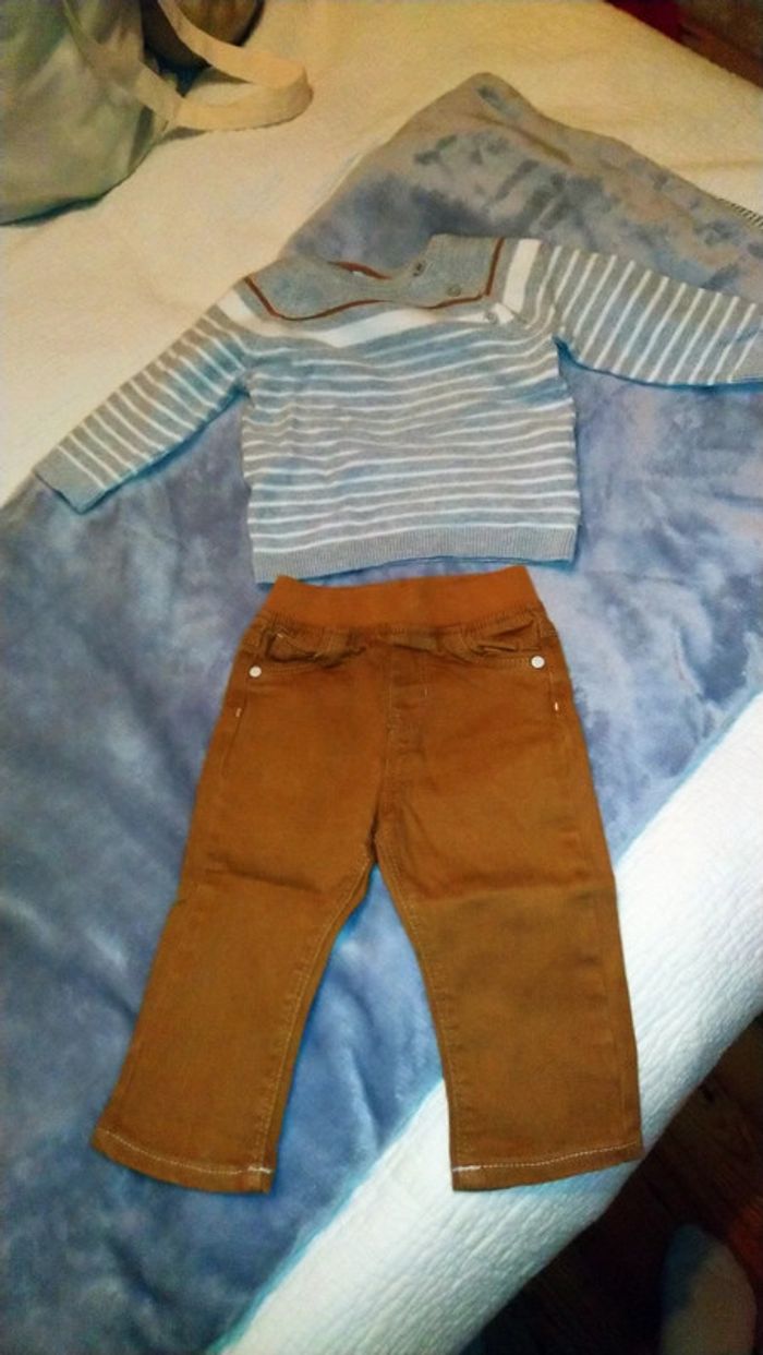 Superbe pull léger Obaïbi taille 6 mois en très bon état - photo numéro 2