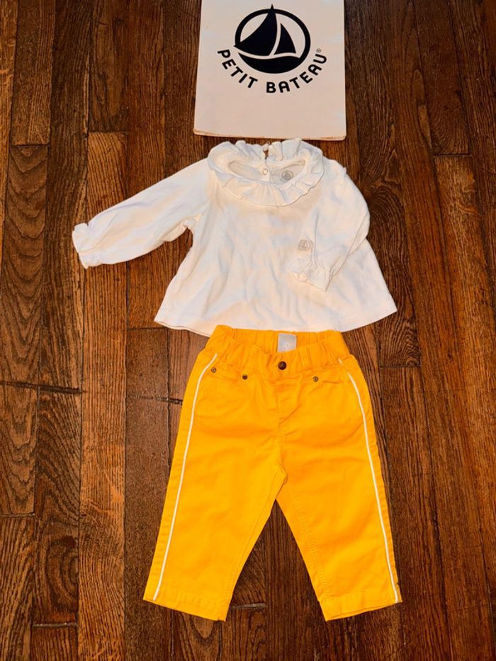 T-shirt à col et bas petit bateau 3 mois