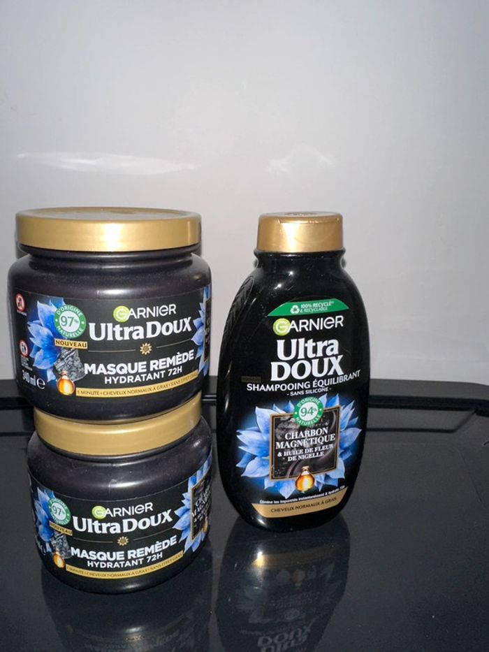 Lot 1 shampoing + 2 masque neuf garnier charbon magnétique