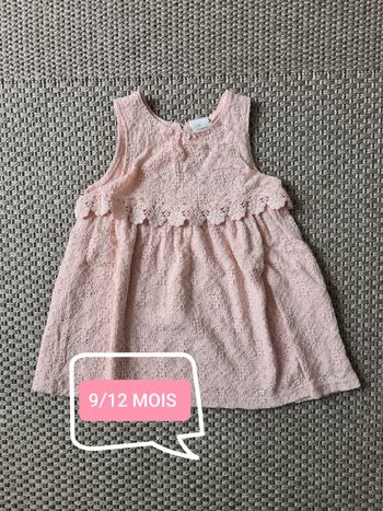 Robe dentelle rose poudrée - 12 mois