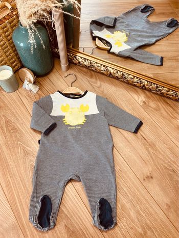 Taille 6 mois pyjama d’été garçon Obaibi bleu marine blanc et jaune * crabe * 💙