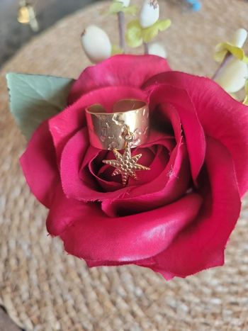 Bague acier gold inoxydable et soleil