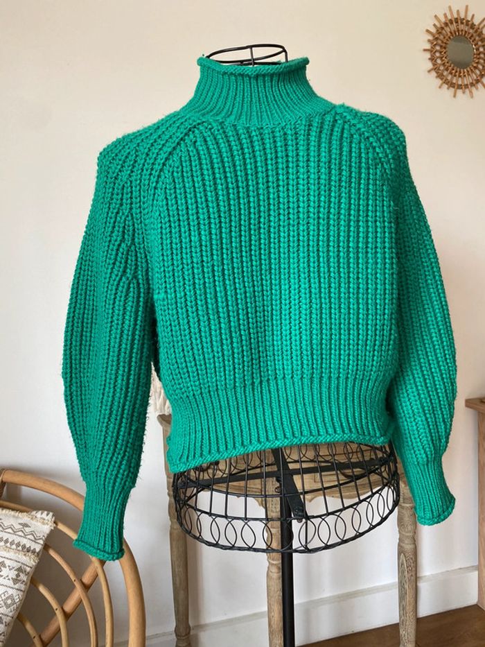 Pull col montant H&M vert - photo numéro 2