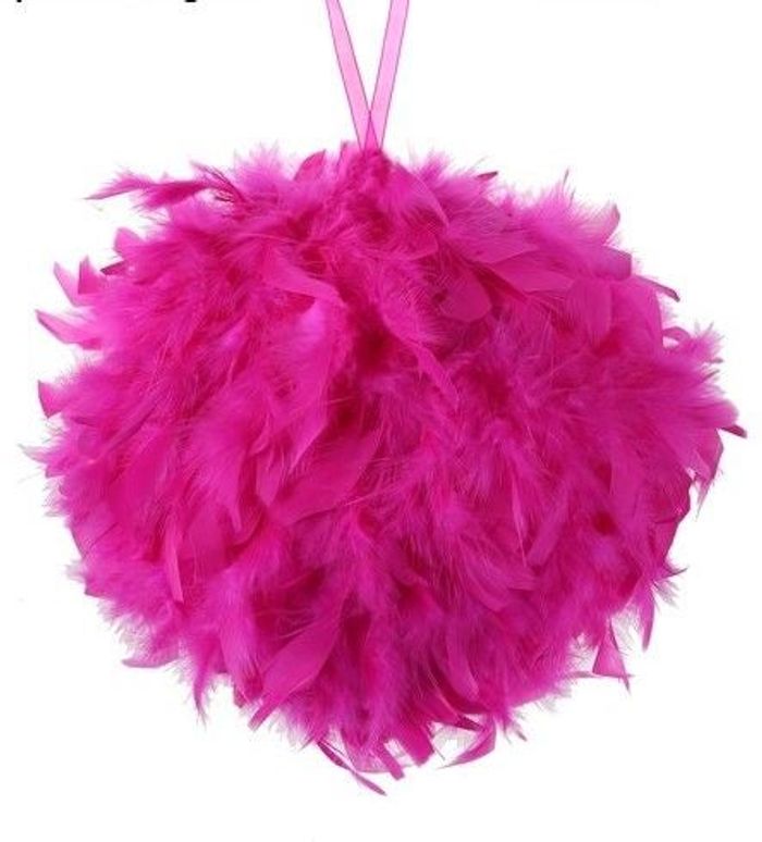 Boule de plume fuchsia 30 cm