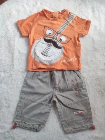 Ensemble bébé garçon 3 mois – t-shirt orange + pantalon