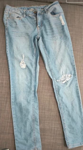 Jean slim pantalon destroy denim déchiré 