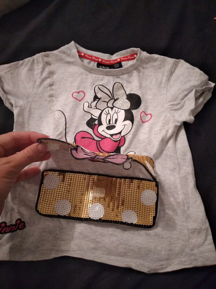 T shirt avec faux sac à main qui s ouvre gris disney minnie mouse - photo numéro 3
