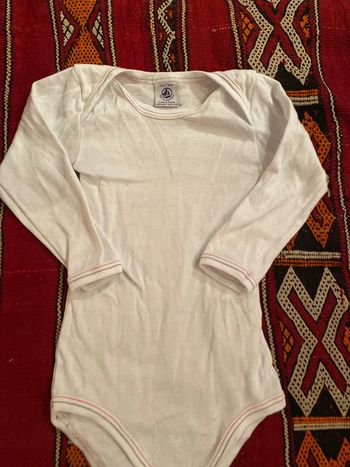Body blanc 100% coton biologique organic mixte 12 mois 74 cm