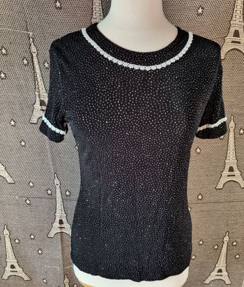 T-shirt noir pailleté taille S-M