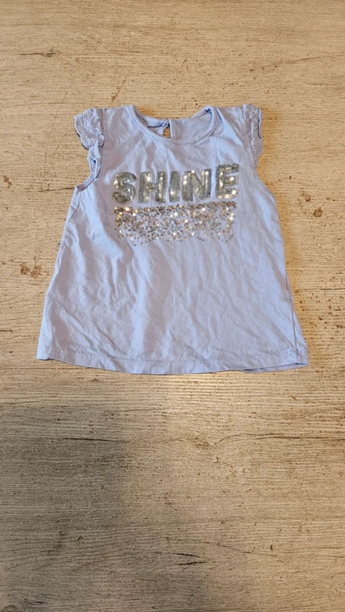 Blouse sans manche bleu lavande, avec sequins, broderie, Epop, 3  ans, nickel
