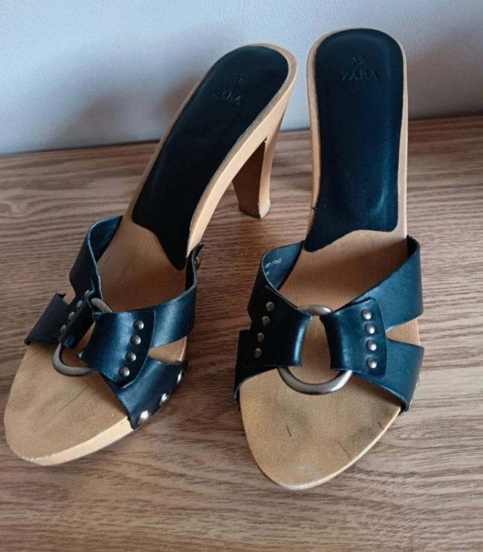 Mules à talons en simili