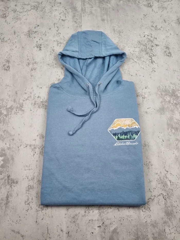 Sweat à capuche Eddie Bauer bleu – Taille M Homme (mesures en photos) - photo numéro 2
