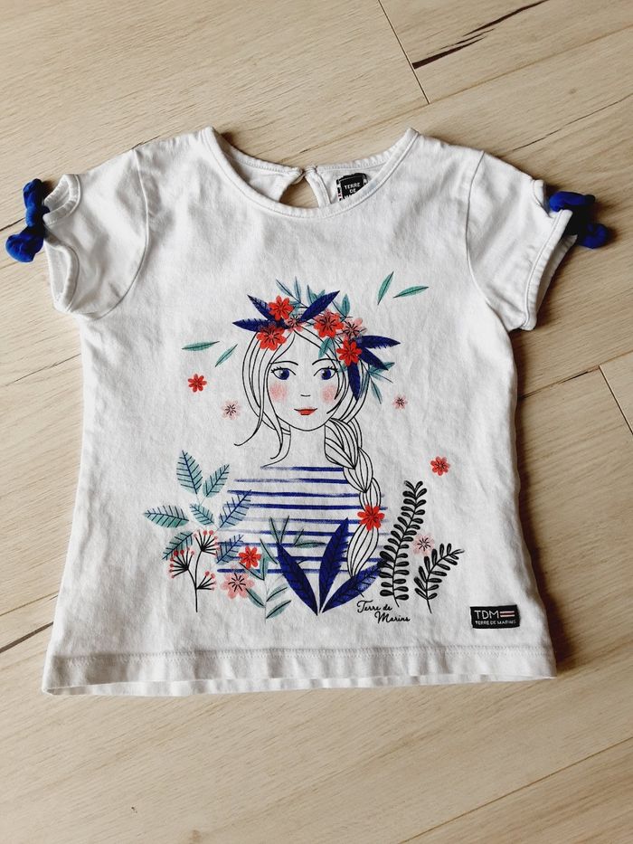 Vêtement bébé fille tee-shirt manches courtes Terre de marins 2 ans 24 mois