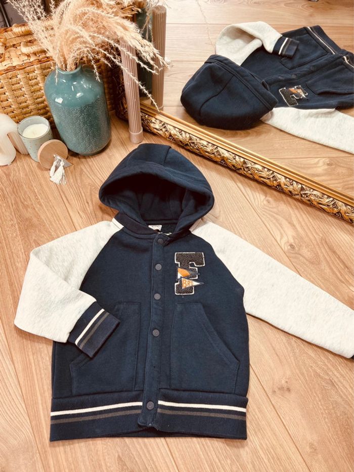 Taille 5 ans veste molletonné garçon TAO bleue grise 💙