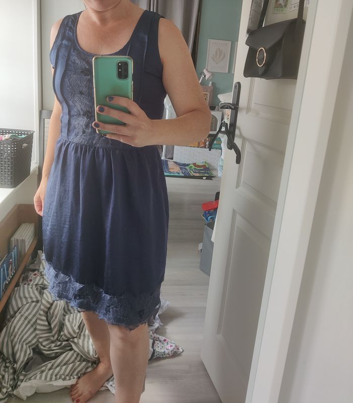 Robe bleu satinée chic Promod Taille 38 - photo numéro 5