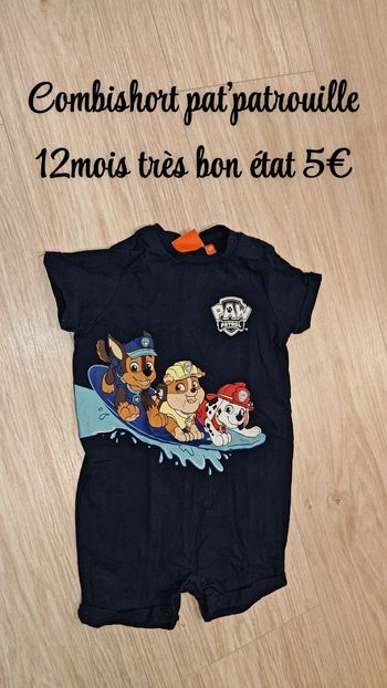 Combishort pat'patrouille 12mois