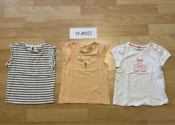 Lot 3 tee shirt manches courtes fille 18mois kiabi