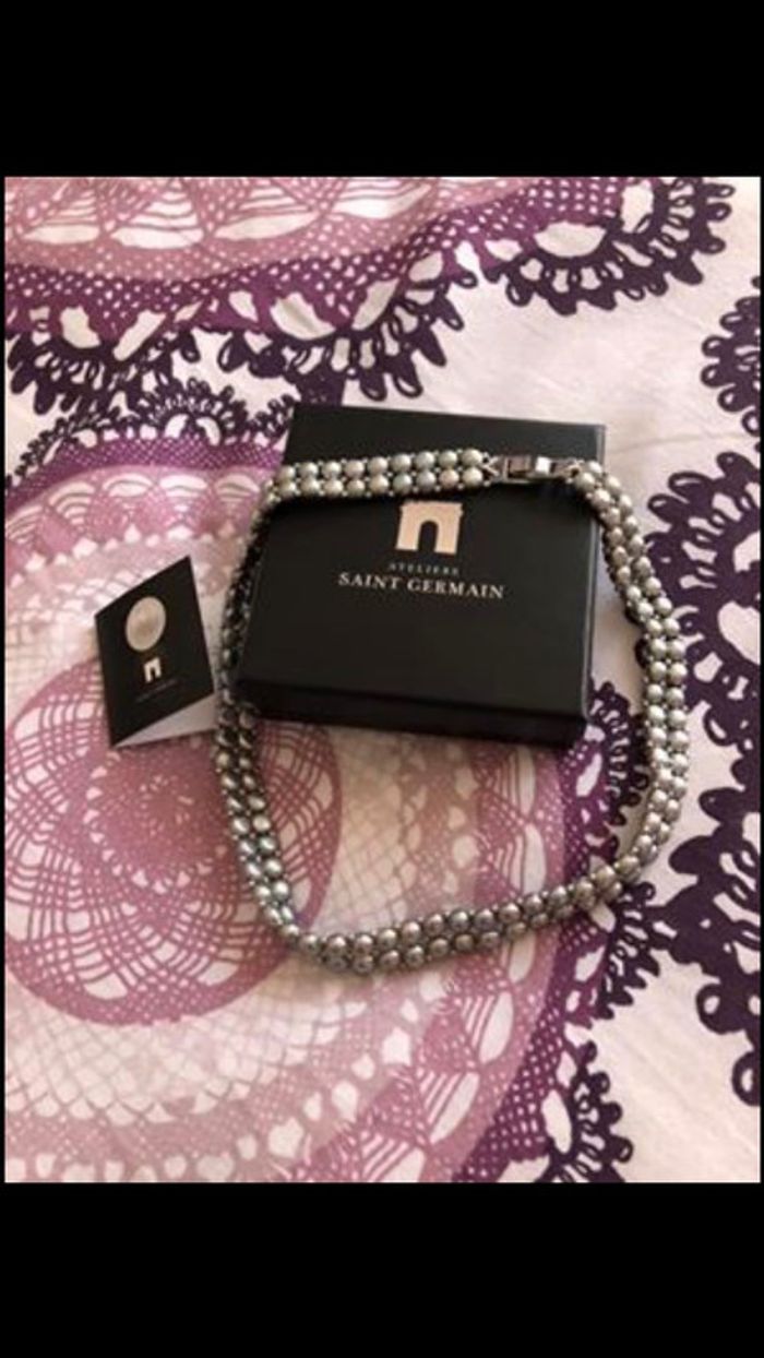 Collier plastron perles de culture