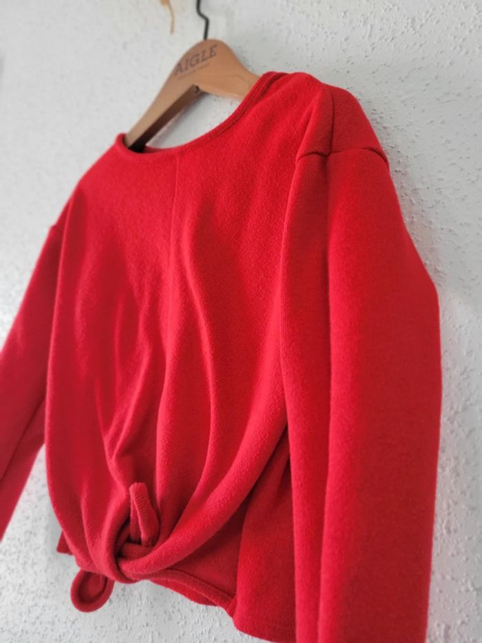 Pull rouge nœud fille 6 ans - photo numéro 2