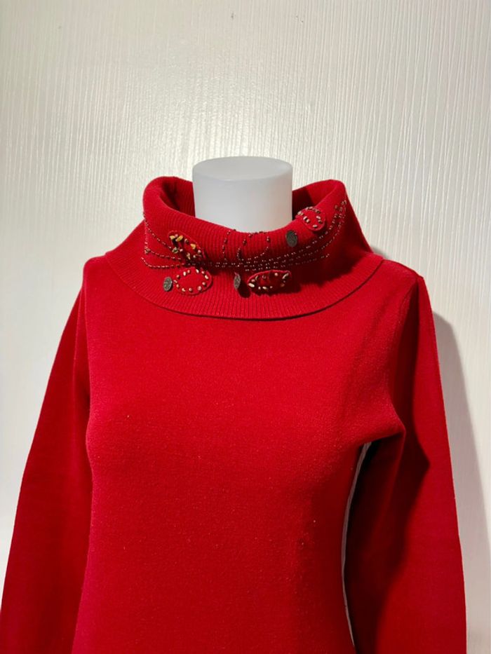 Pull col montant femme rouge N Fashion - Taille S/M - photo numéro 2