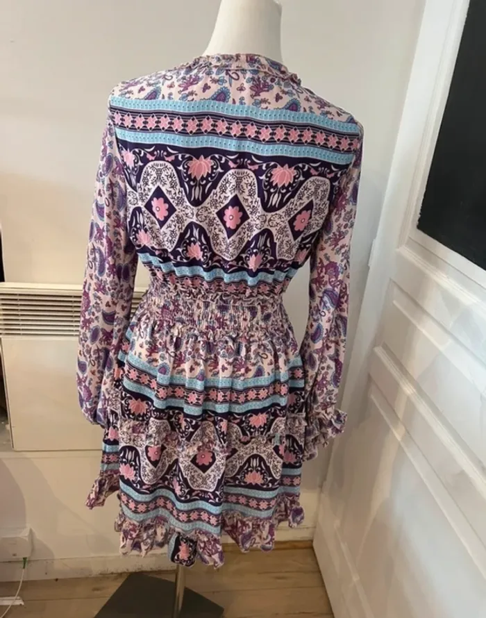 Biscote robe imprimée en soie femme, taille 1/36 Neuf avec étiquette - photo numéro 5
