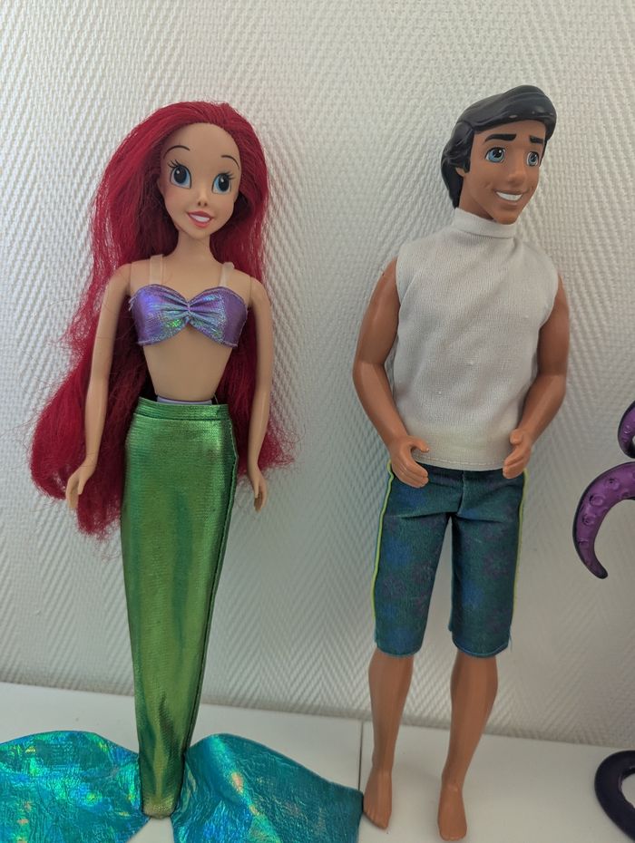 Lot poupées Disney la petite sirène Ariel, Eric vintage et Ursula - photo numéro 2