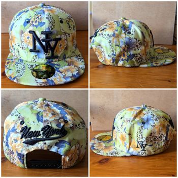 Casquette New York verte à imprimé floral