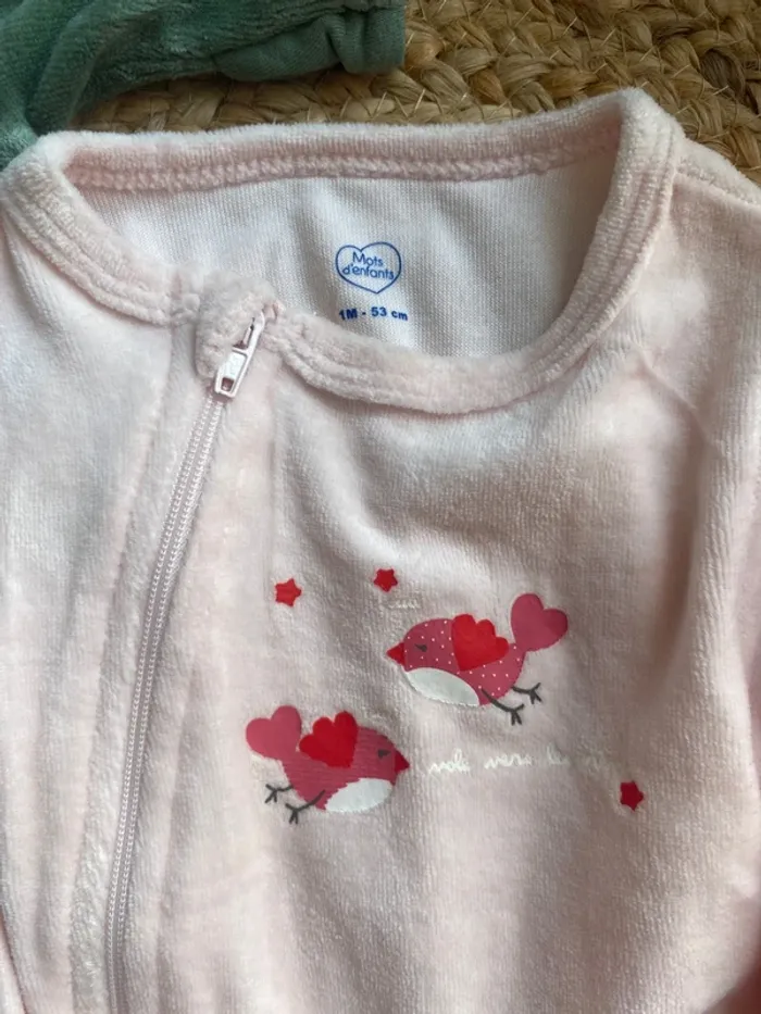 Lot de 3 pyjamas en velours taille 1 mois - photo numéro 3