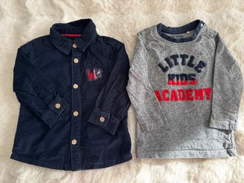 👕 chemise velours +t-shirt manche longue - bébé garçon - orchestra -9 mois - très bon état