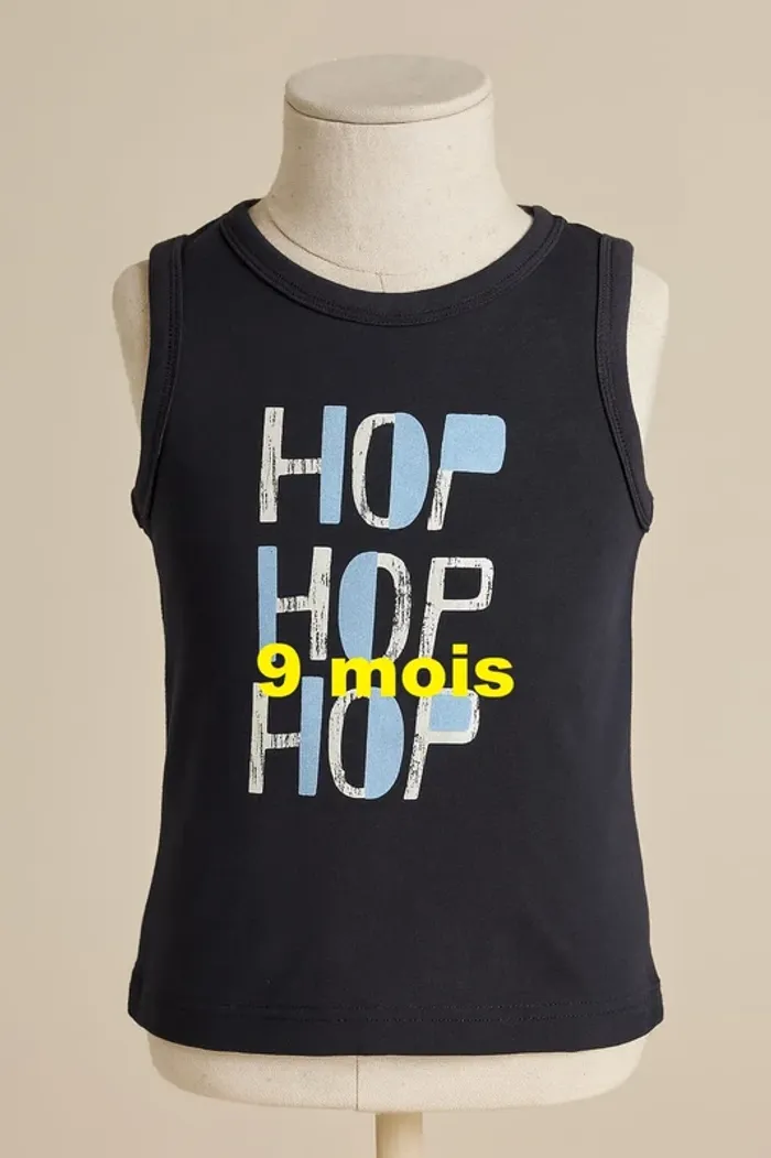 Débardeur bleu marine imprimé bleu clair blanc Taille 9 mois