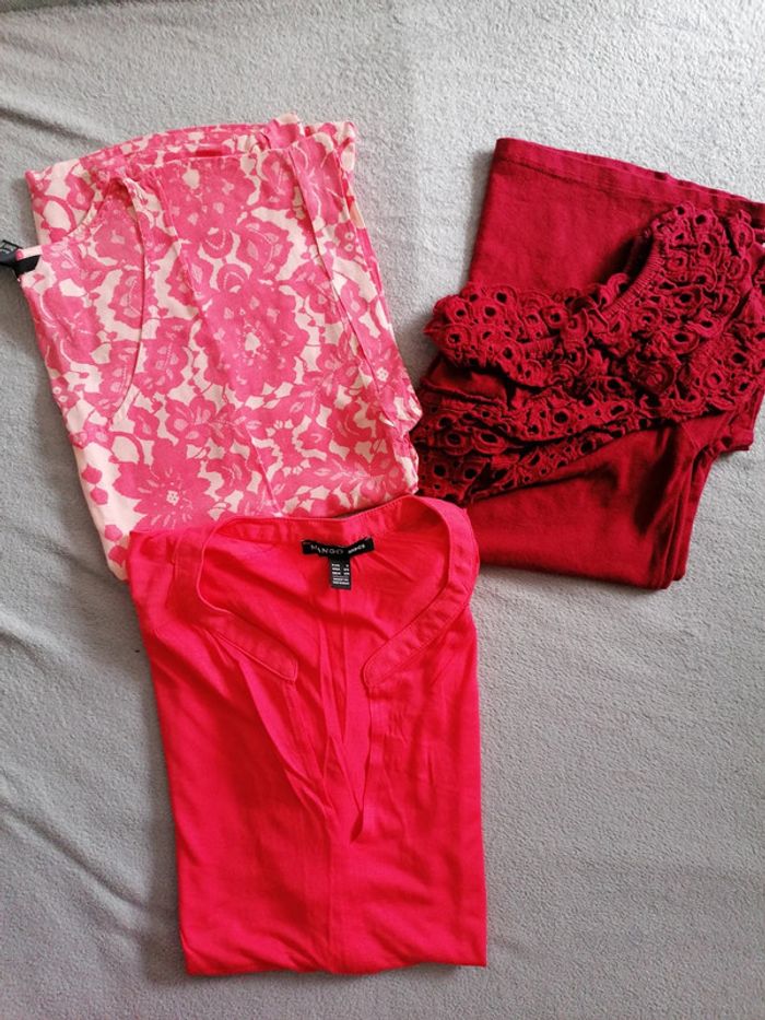 Lot t shirt femme ton rouge rose